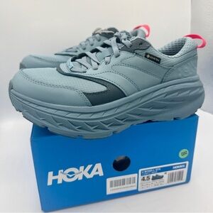 NWT Hoka Bondi L Leather GTX GoreTex U Unisex Stone Goblin Blue Cushioned Shoes